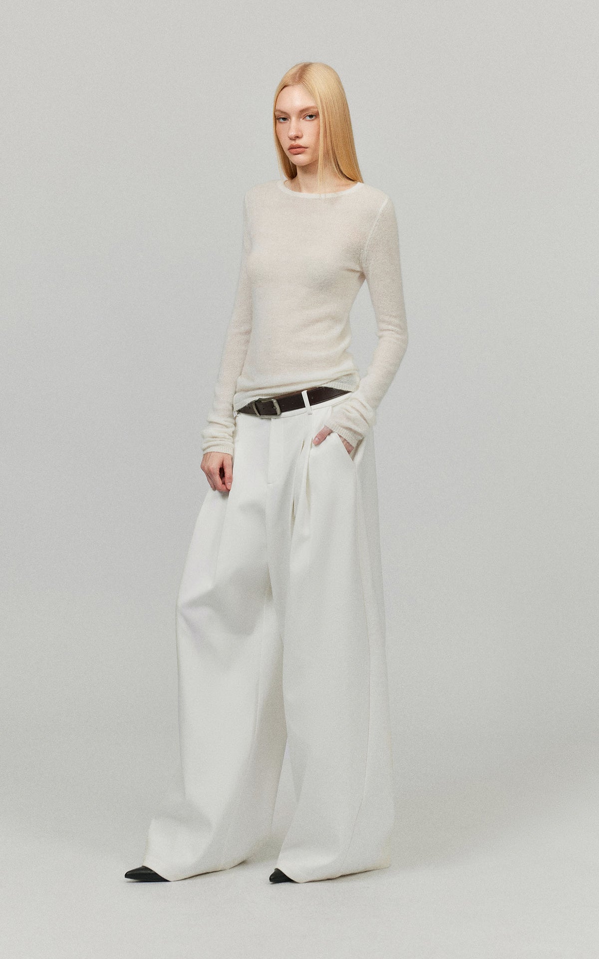 0122stepll Low Rise Pleated Oversized Wide Leg Tailored Pants