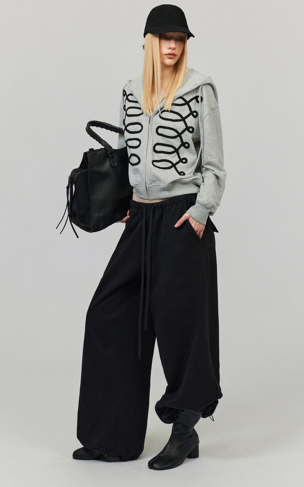 0122stepll Oversized Drawstring Wide-Leg Adjustable Hem Utility Pants
