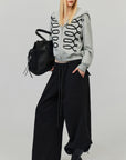 0122stepll Oversized Drawstring Wide-Leg Adjustable Hem Utility Pants