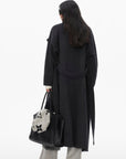 0122stepll Manteau long ample ceinturé à nouer