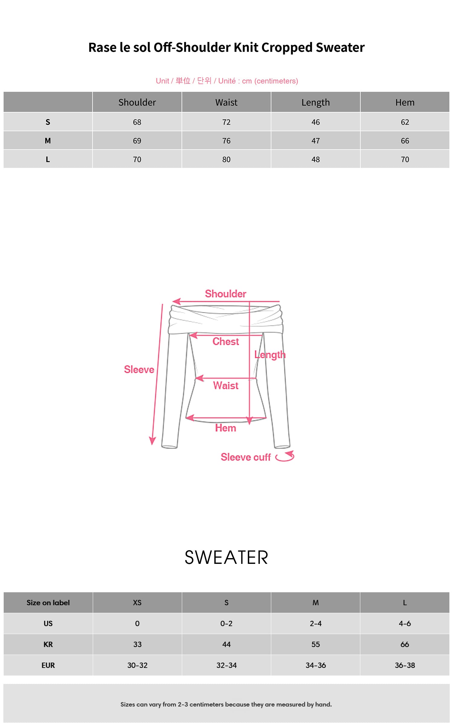 Rase le sol Off-Shoulder Knit Cropped Sweater