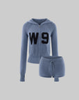 WARDEN EDGE W9 Intarsia Wool Knit Zip Hoodie & Shorts Set