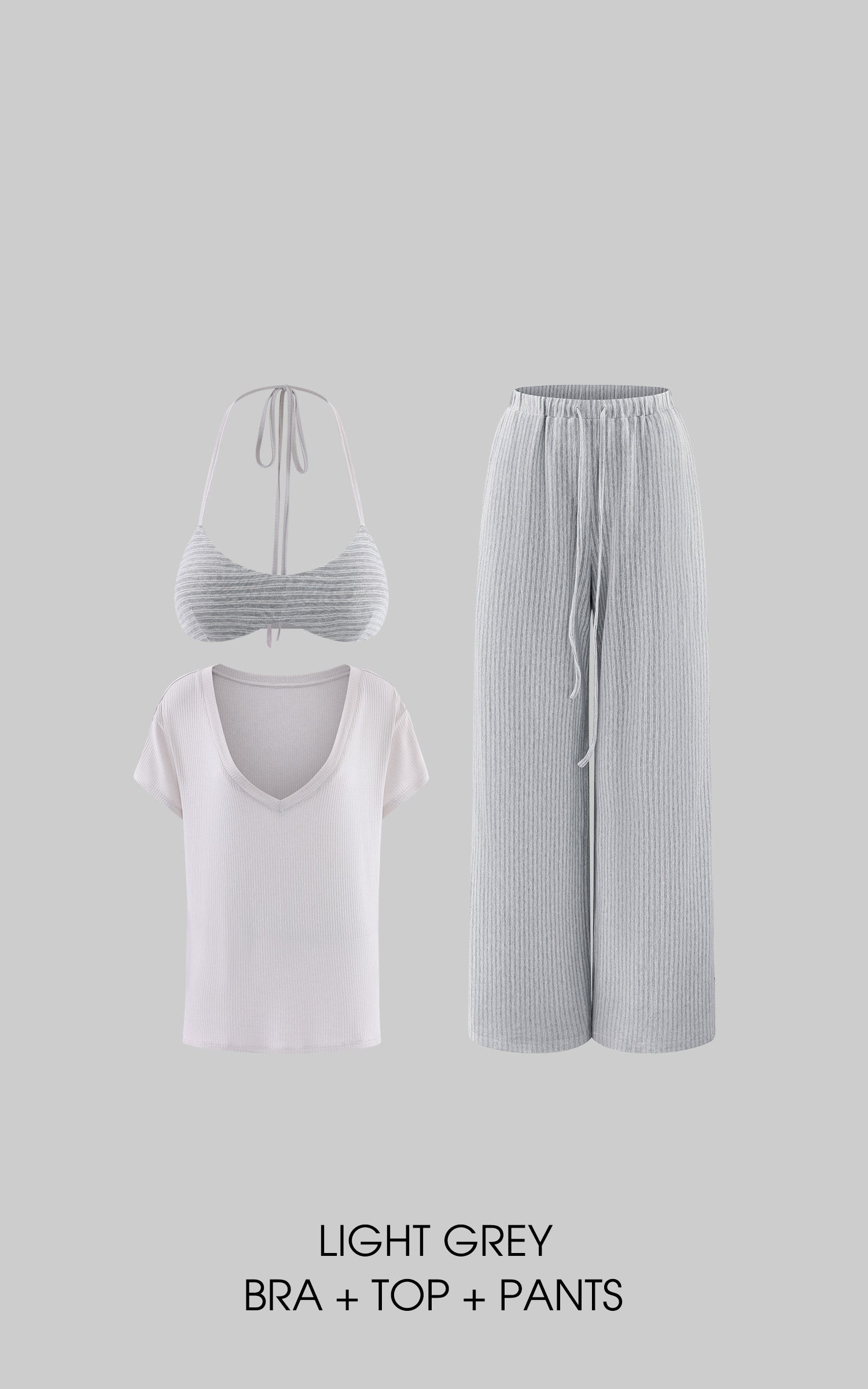 Rase le sol Striped Halter Bra and Relaxed Draped Lounge Pants Set