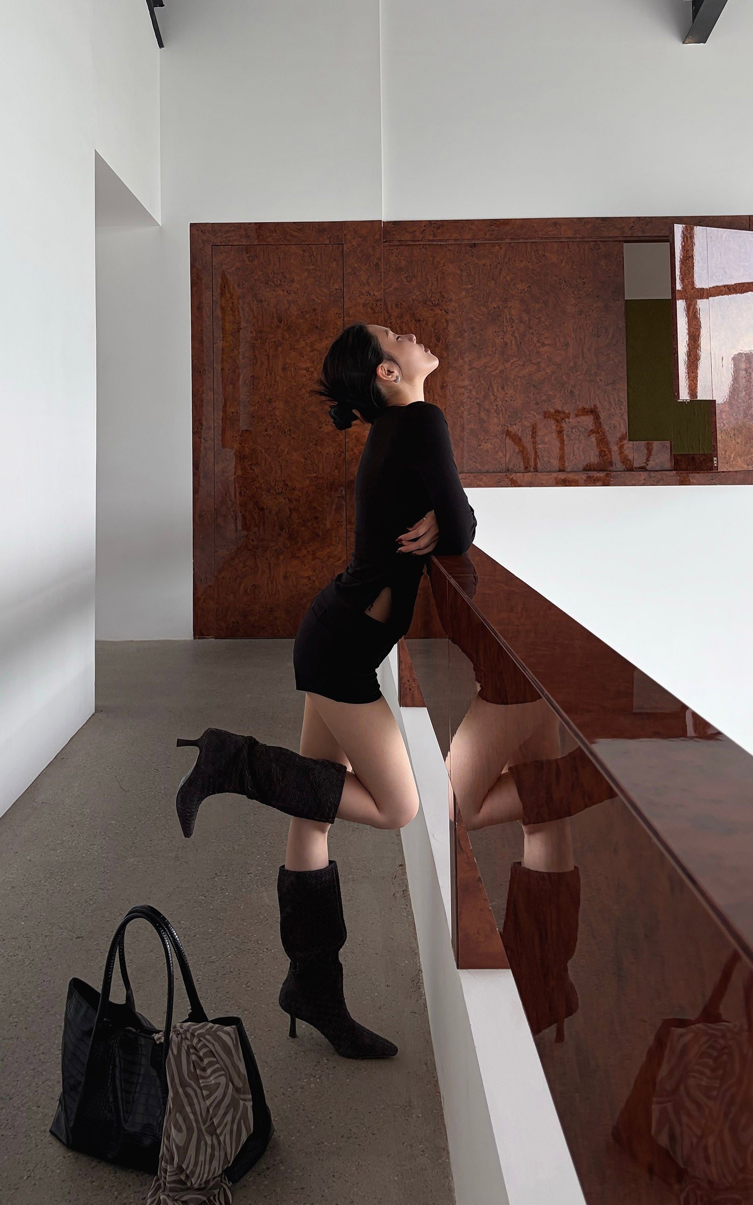 Hydrae Deconstructed Foldover Scoop-Neck Long-Sleeve Top