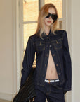 0122stepll Veste en jean sculptée & Ensemble jean droit taille basse