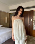 0122stepll Pleated Tube Top & Long Skirt Set