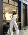 0122stepll Sheer Knit Drawstring Wide-Leg Pants