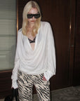 0122stepll Draped Cowl Neck Knit Long Sleeve Top