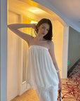 0122stepll Pleated Tube Top & Long Skirt Set