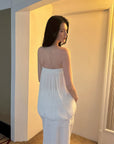 0122stepll Pleated Tube Top & Long Skirt Set