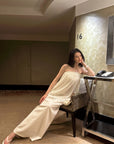 0122stepll Pleated Tube Top & Long Skirt Set