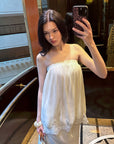0122stepll Pleated Tube Top & Long Skirt Set