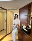 0122stepll Zebra Scarf Oversized Tee & Drawstring Maxi Skirt Lounge Set