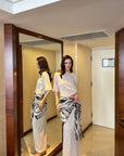 0122stepll Zebra Scarf Oversized Tee & Drawstring Maxi Skirt Lounge Set
