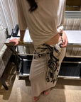 0122stepll Zebra Scarf Oversized Tee & Drawstring Maxi Skirt Lounge Set
