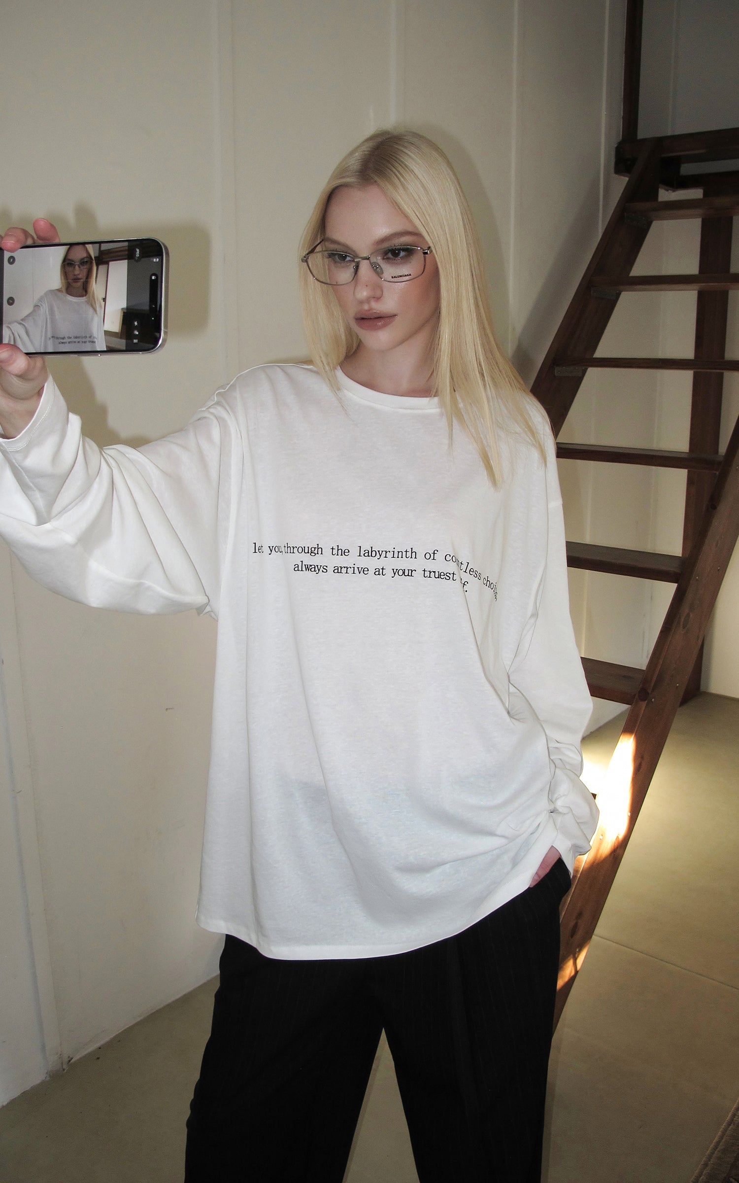 0122stepll T-shirt à manches longues oversize Labyrinthe