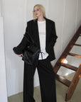 0122stepll Oversized Pinstripe Blazer & Wide-Leg Pants Set
