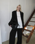 0122stepll Oversized Pinstripe Blazer & Wide-Leg Pants Set