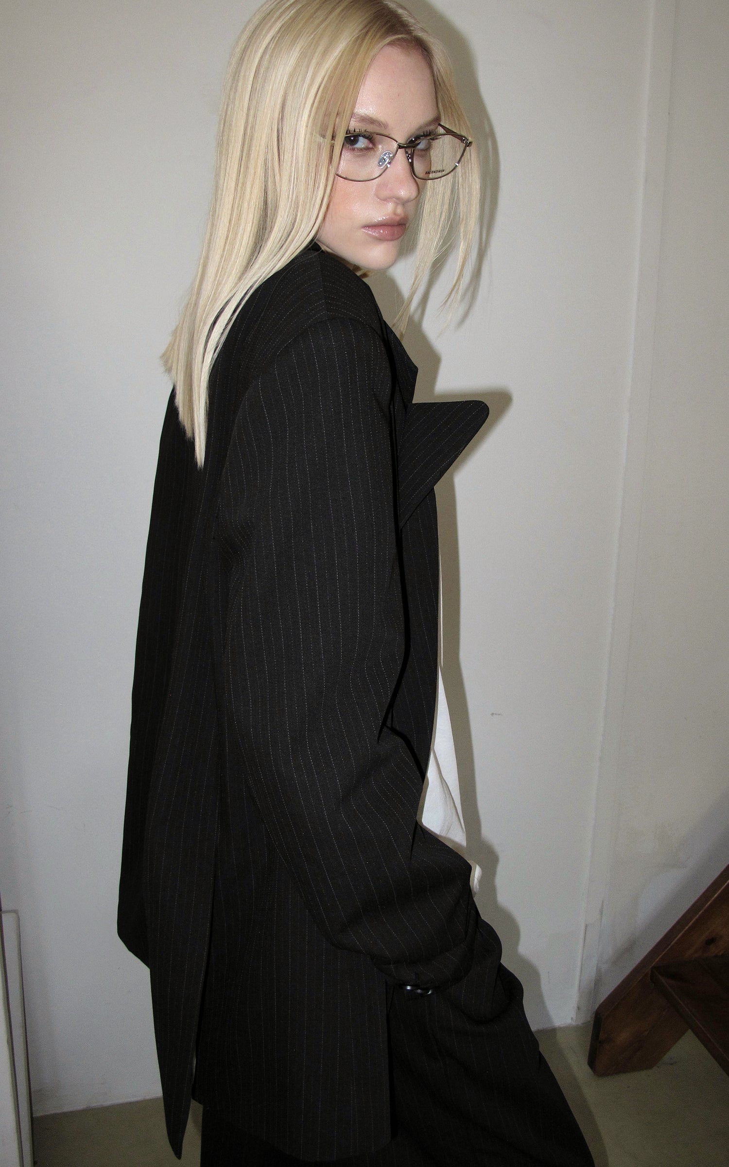 0122stepll Oversized Pinstripe Blazer &amp; Wide-Leg Pants Set