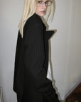 0122stepll Oversized Pinstripe Blazer & Wide-Leg Pants Set