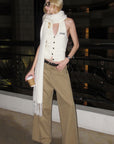 0122stepll Cable Knit Halter Button Vest