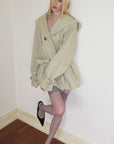 0122stepll Hooded Belted Trench Jacket