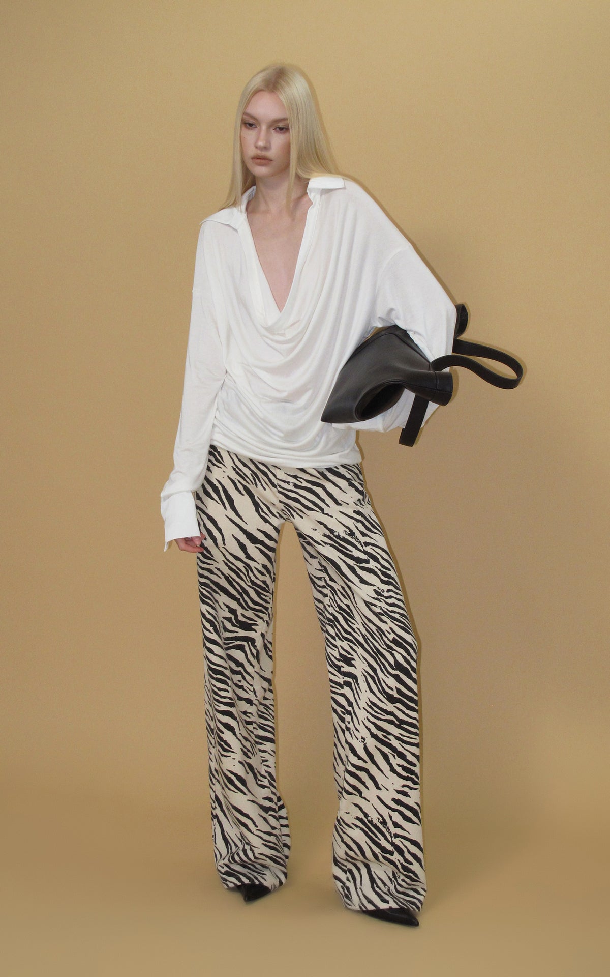 0122stepll Draped Cowl Neck Knit Long Sleeve Top