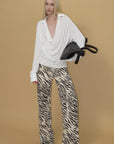 0122stepll Draped Cowl Neck Knit Long Sleeve Top