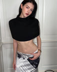 0122stepll Newspaper Print Low-Rise Maxi Skirt