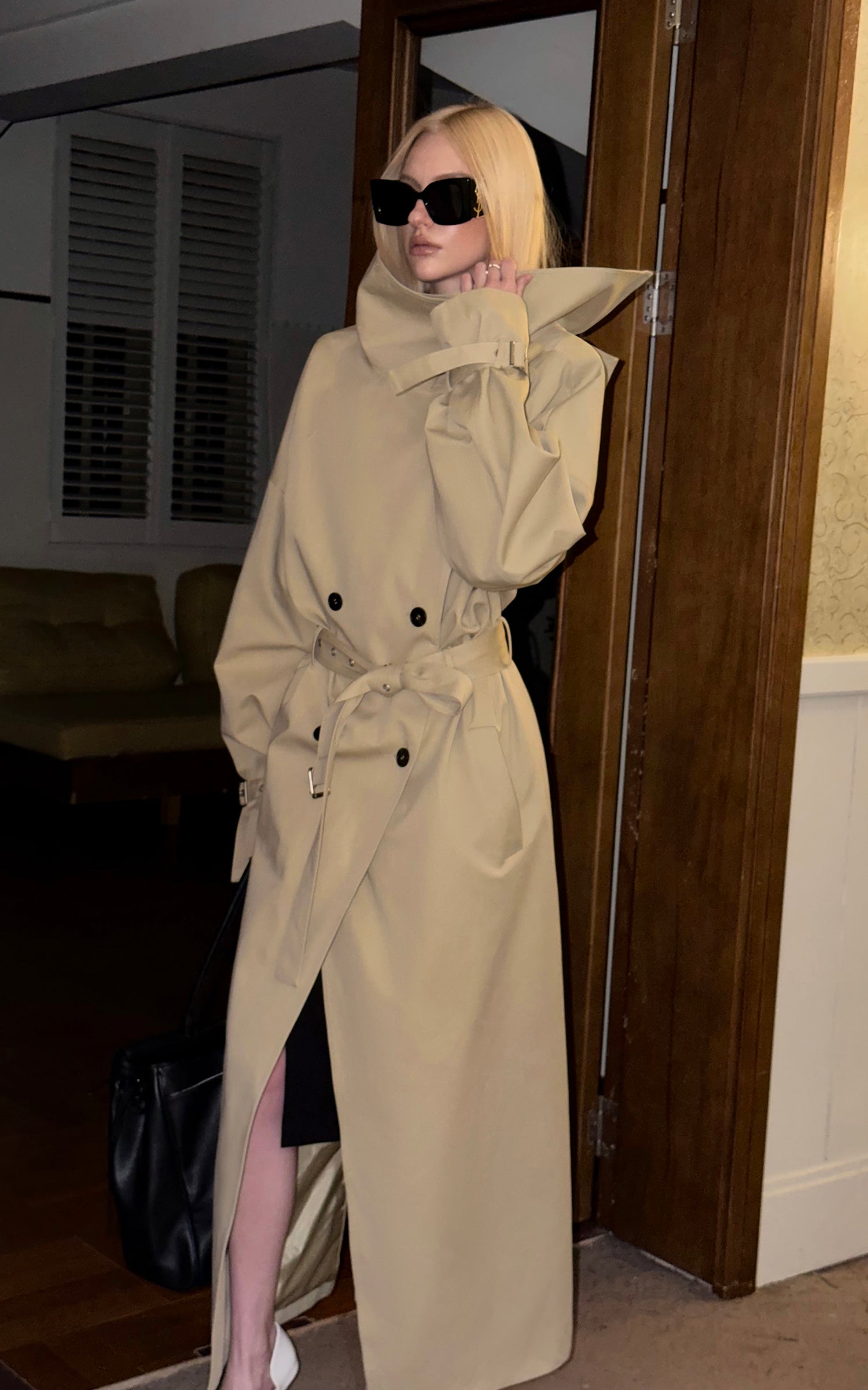 0122stepll Axis High-Neck Oversized Trench Coat