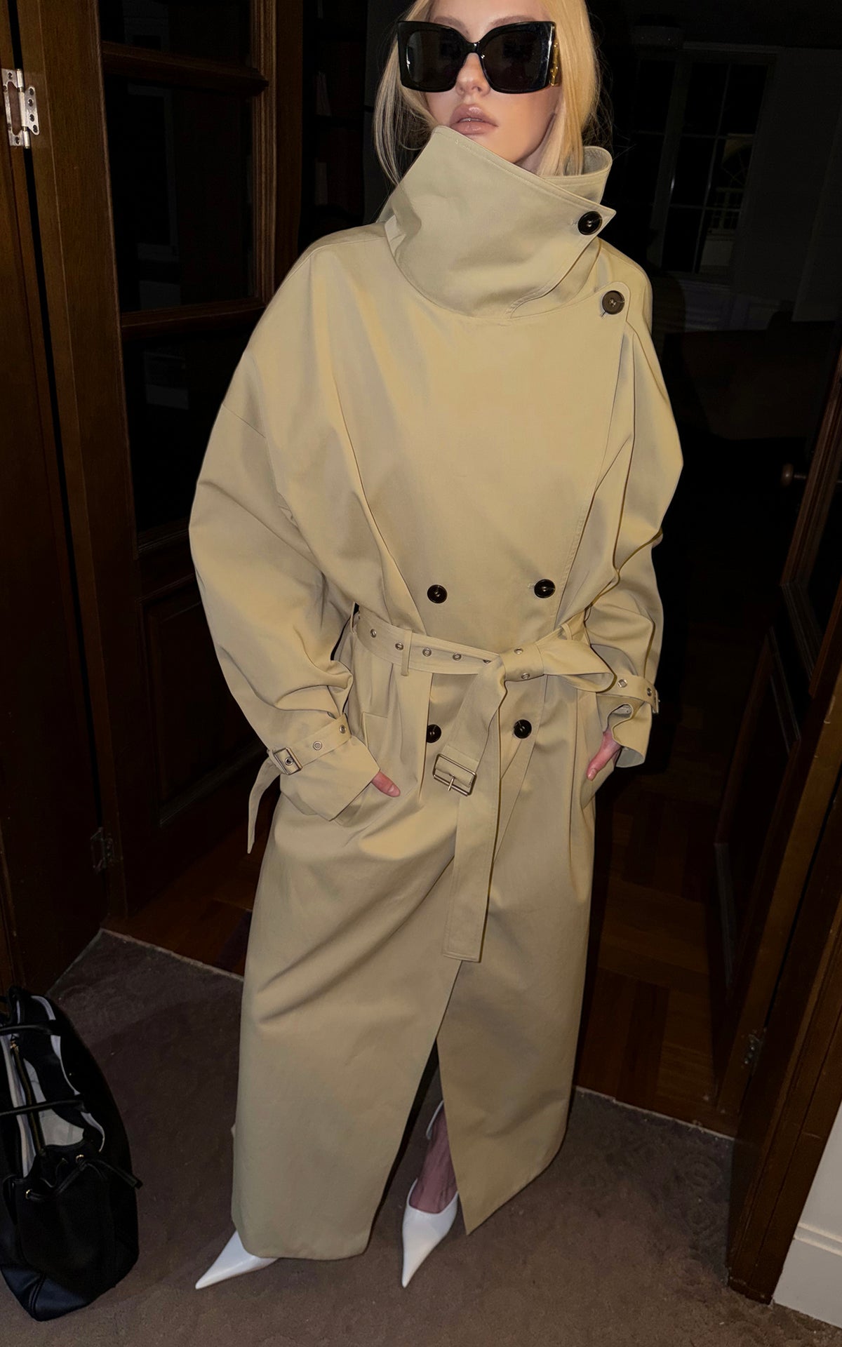 0122stepll Axis High-Neck Oversized Trench Coat