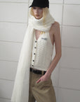0122stepll Cable Knit Halter Button Vest