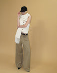 0122stepll Cable Knit Halter Button Vest