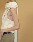 0122stepll Cable Knit Halter Button Vest