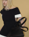 0122stepll Contrast Deconstructed Off-Shoulder Knit Top