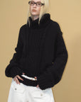 0122stepll Deconstructed Cable Knit Turtleneck Sweater