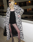 0122stepll Zebra Faux Fur Long Coat