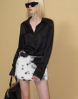 0122stepll Cow Print Faux Fur Mini Skirt