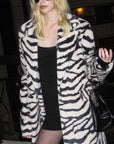 0122stepll Zebra Faux Fur Long Coat