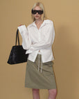 0122stepll Belted Bustier Vest & Relaxed Shirt Set