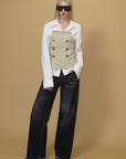 0122stepll Belted Bustier Vest & Relaxed Shirt Set