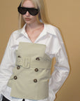 0122stepll Belted Bustier Vest & Relaxed Shirt Set