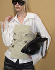 0122stepll Belted Bustier Vest & Relaxed Shirt Set