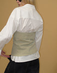 0122stepll Belted Bustier Vest & Relaxed Shirt Set