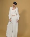 0122stepll Cloud Knit Cardigan, Cami & Wide-Leg Pants Set