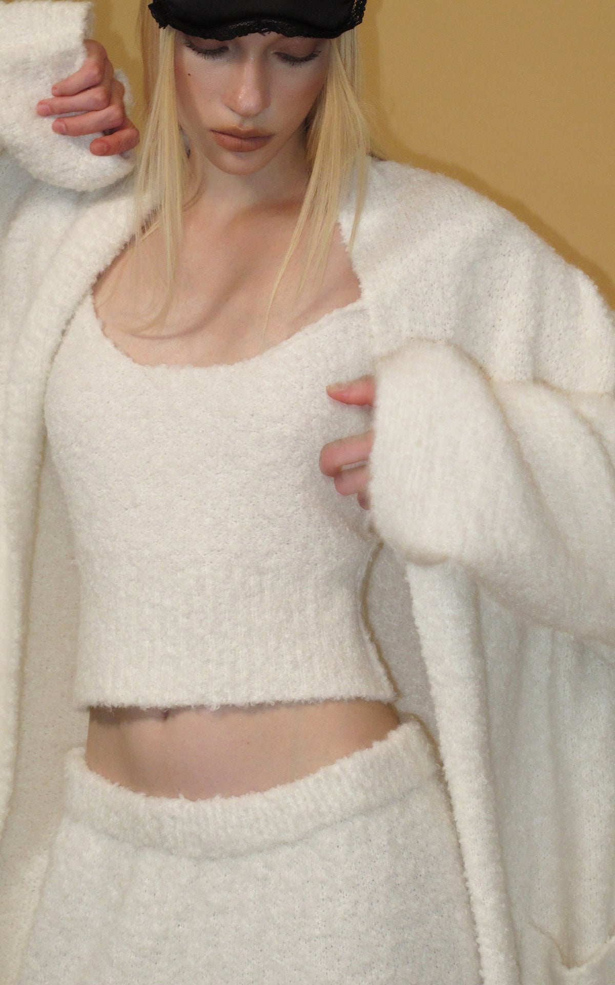 0122stepll Cloud Knit Cardigan, Cami &amp; Wide-Leg Pants Set