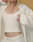 0122stepll Cloud Knit Cardigan, Cami & Wide-Leg Pants Set