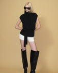 0122stepll Deconstructed Cable Knit Belted Turtleneck Vest
