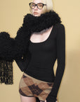 0122stepll Scoop Neck Thumbhole Long Sleeve Top