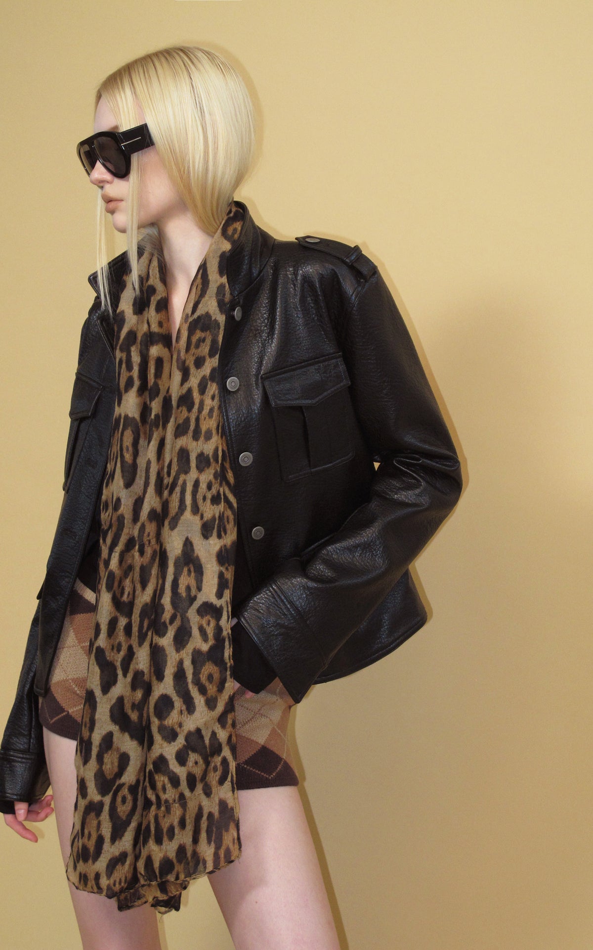 0122stepll Utility Pocket Leather Jacket
